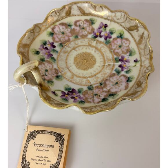 *HARD TO FIND* VTG HAND PAINTED NIPPON TRINKET DISH WITH SCALLOPED EDGES - Picture 1 of 6